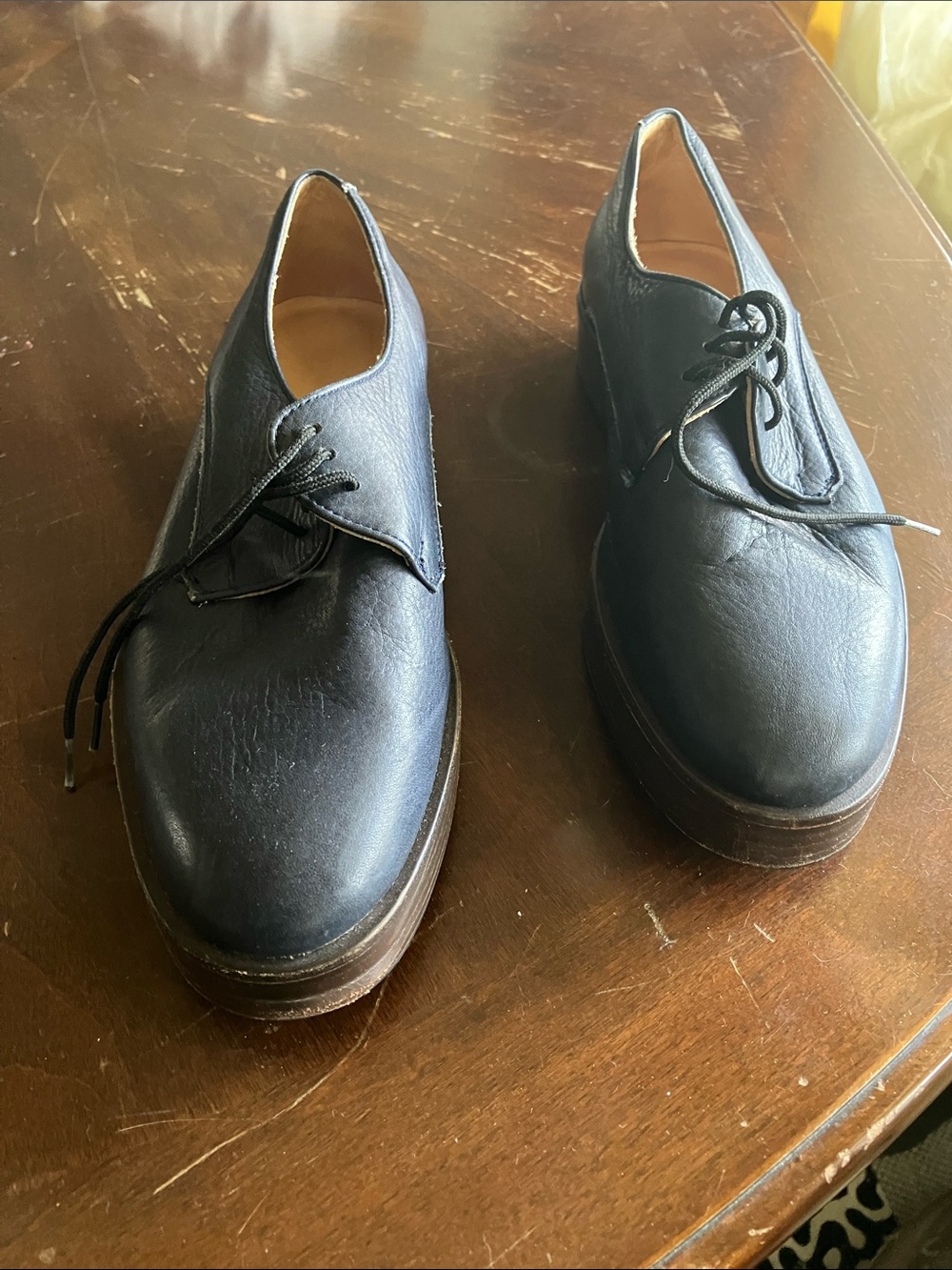 Women's Platform Lace-Up Shoes - Navy